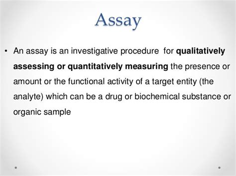 meaning of assay in chemistry